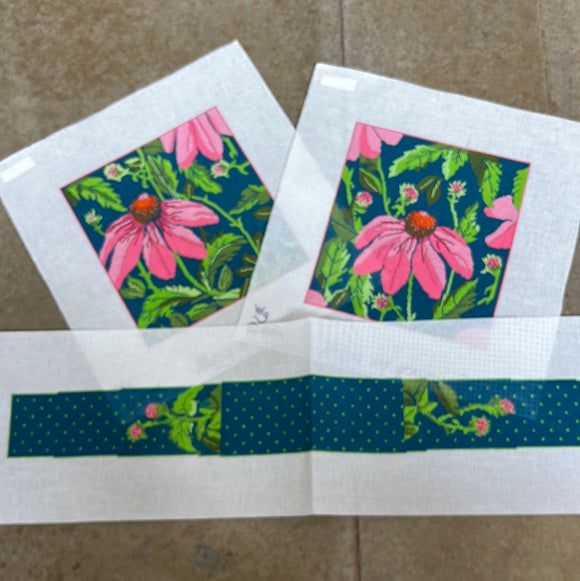 Pink Echinacea 3 piece Pouch
