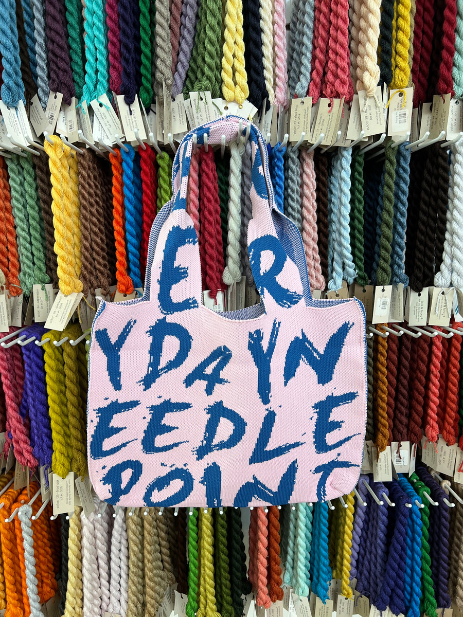 Everyday Needlepoint Bag Pink with Blue Chaparral Needlework