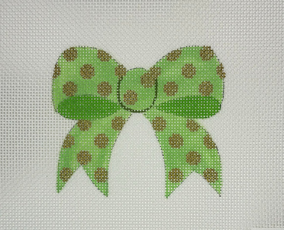Little Bits: Green Polka Dot Bow with Stitch Guide