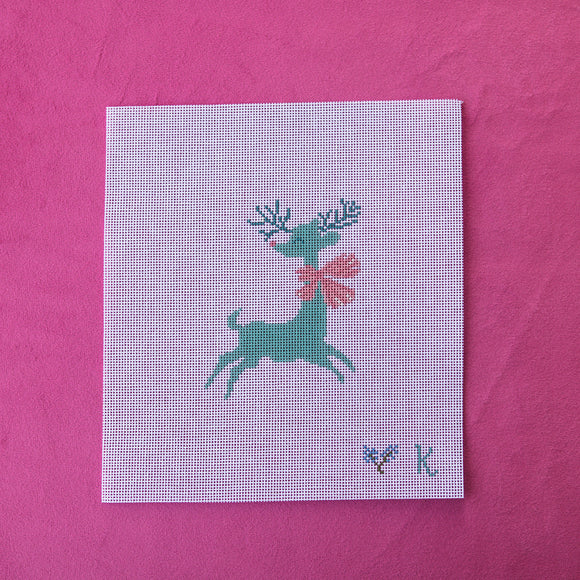 Teal Reindeer with Bow