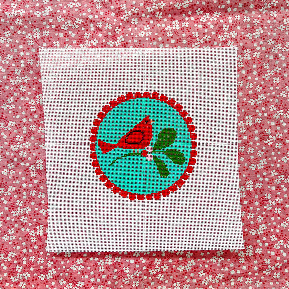 Red Scallop - Cardinal on Teal