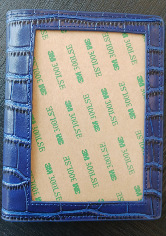 Passport Cover Self Finishing - Blue Embossed Crocodile