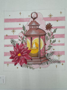 Lantern &amp; Pink Stripes - 8" x 8", 18 Mesh