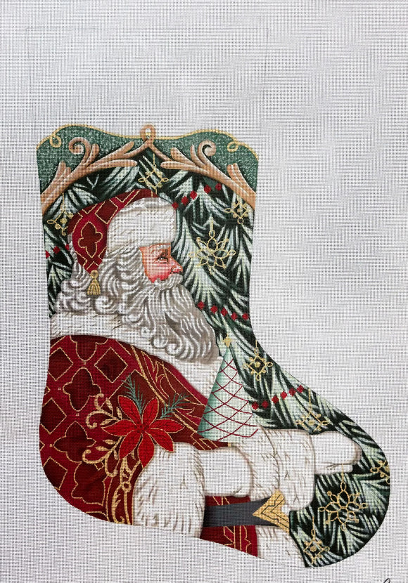 TTAXS462 - Santa with Tree & Poinsettia Stocking