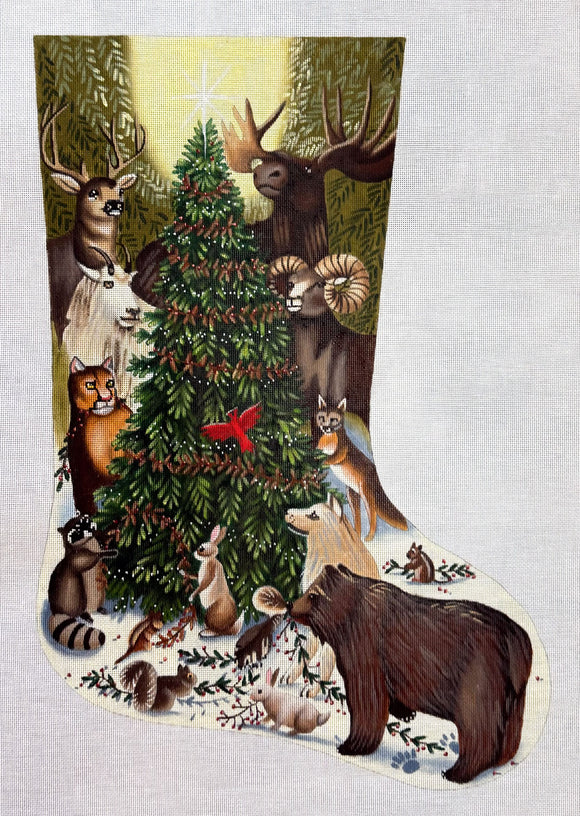 TTAXS468 - Woodland Animals Around Tree Stocking