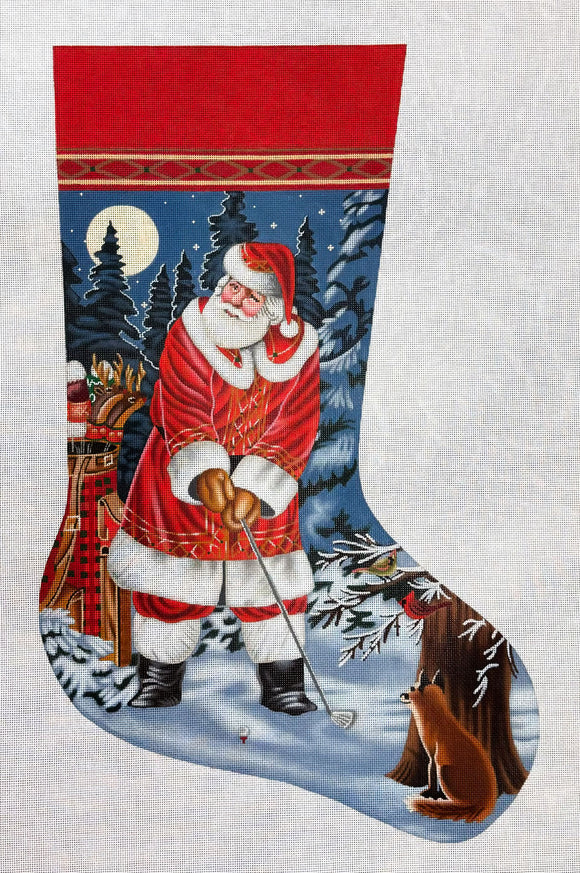 LGDAXS478 - Long Coat Golfing Santa Stocking