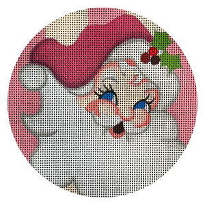 Santa on Pink Stripes 5" round