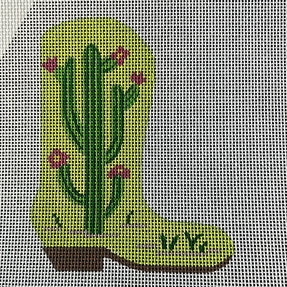 KDTS Apr24 - Mini Cowgirl Boot – Flowering Cactus     , SKU #OM-394