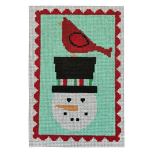 Red Scallop - Snowman with Cardinal