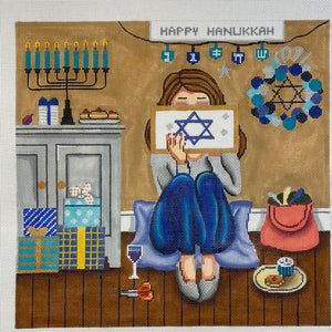 Hanukkah Stitching Girl - APTS Feb24
