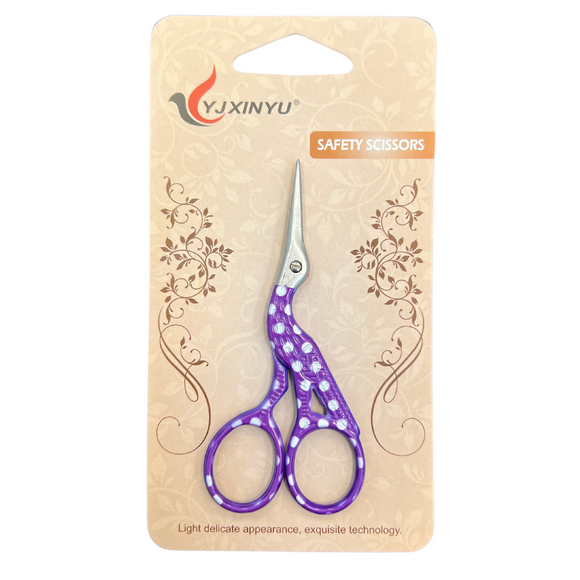 Stork Scissors - Purple Polka Dots