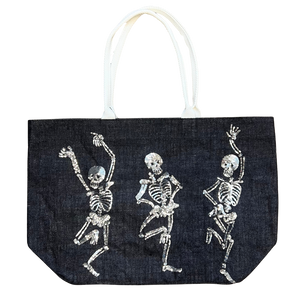 Halloween Tote - Black Sparkle Skeleton