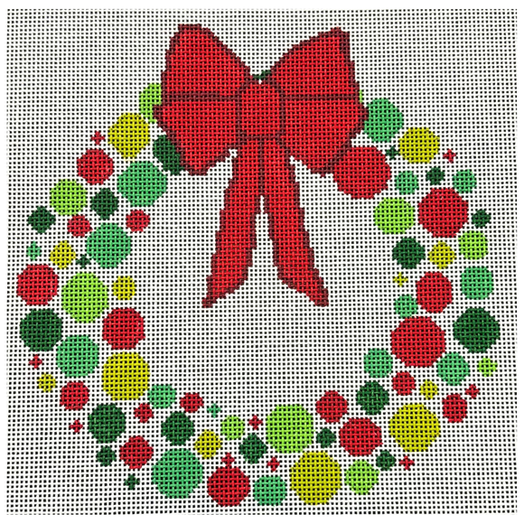 Bauble Dots Green/Red Traditional - Wreath