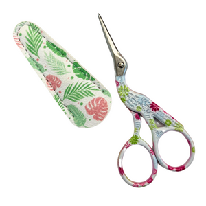 Stork Scissors - Pink & Green Floral with Cover