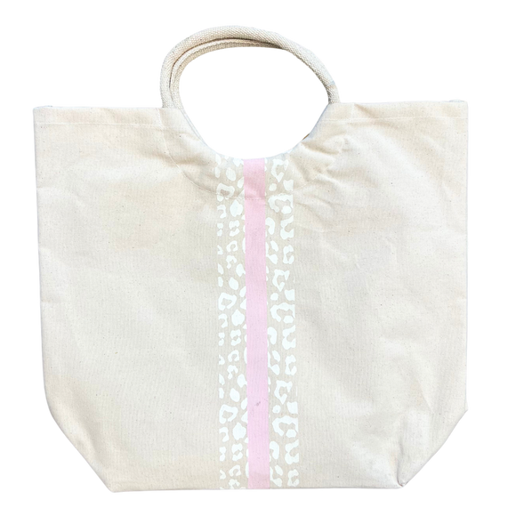 Project Bag - Leopard and Pink Stripe