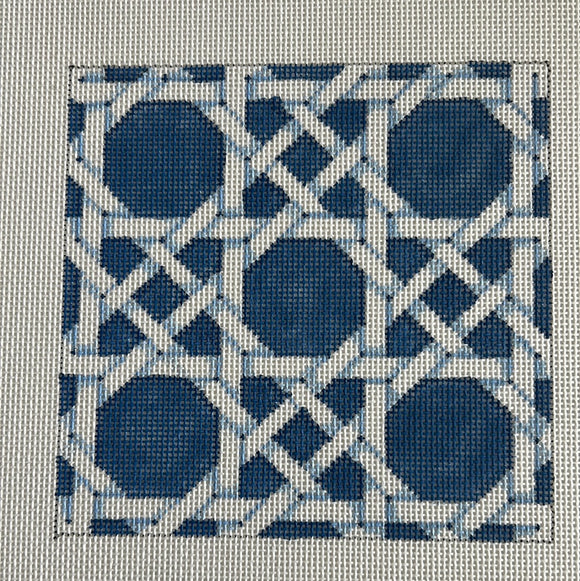 ATis503B - Blue/White Caning Square InsertAssociated Talents Trunk Show May24