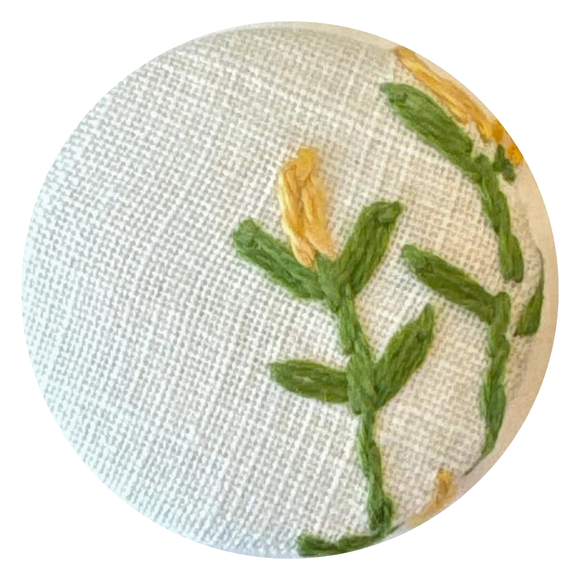 Vintage Fabric Needleminder - Yellow Flowers with Green Leaves