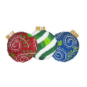 3 Christmas Ornaments Canvas - 18 Mesh, 2.75" x 5.5"