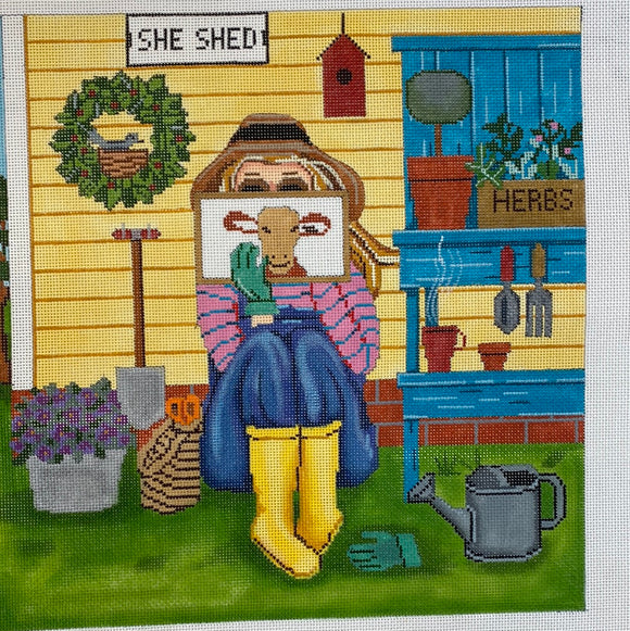 Gardening Stitching Girl - APTS Feb24