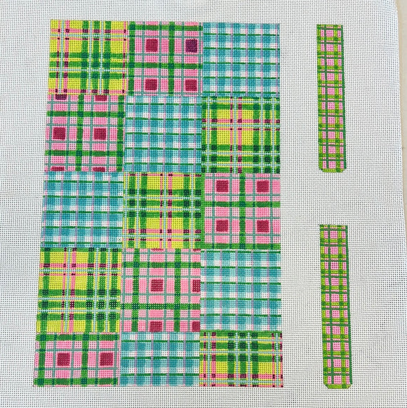 KDTS Apr24 -  Envelope Clutch w/ Sides – Madras Patchwork – pinks, greens, & turquoise , SKU #CLE-06