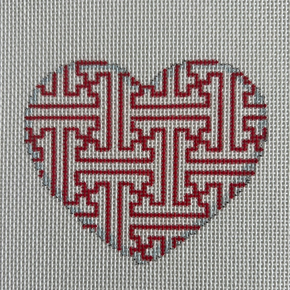 AThe861 - Red/White Fretwork HeartAssociated Talents Trunk Show May24