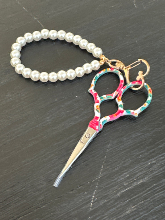 Stork Scissors - Burgee with Glass Pearl Fob & Star Clasp