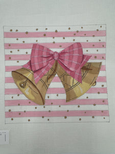 Bells &amp; Pink Stripes - 8" x 8", 18 Mesh