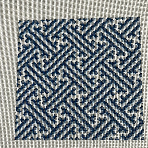 ATis504N - Navy Diagonal Fretwork Square InsertAssociated Talents Trunk Show May24