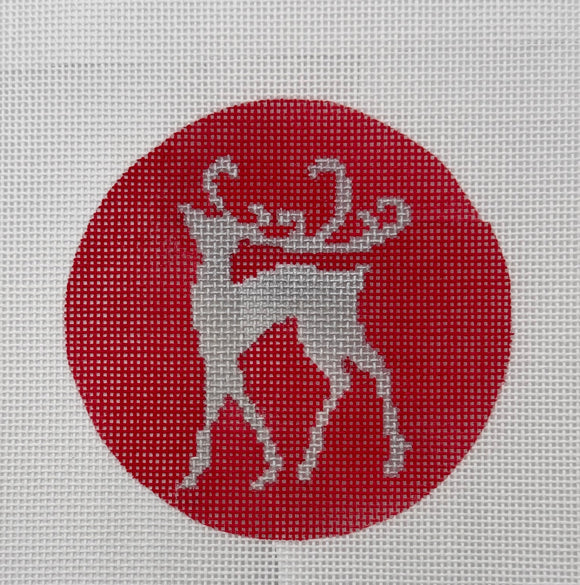 silver reindeer on red