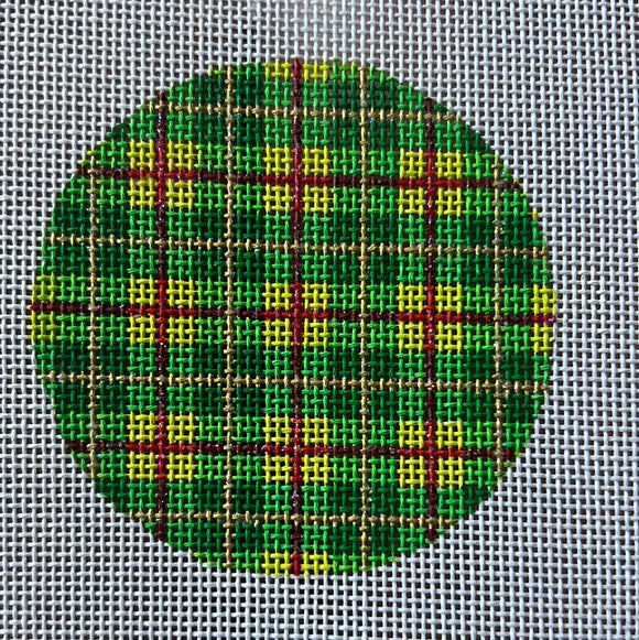 KDTS Apr24 - Bright Disk Letter – Christmas Plaid–Green & Lime Gingham w/ Red & Gold Lines , SKU #XM-149