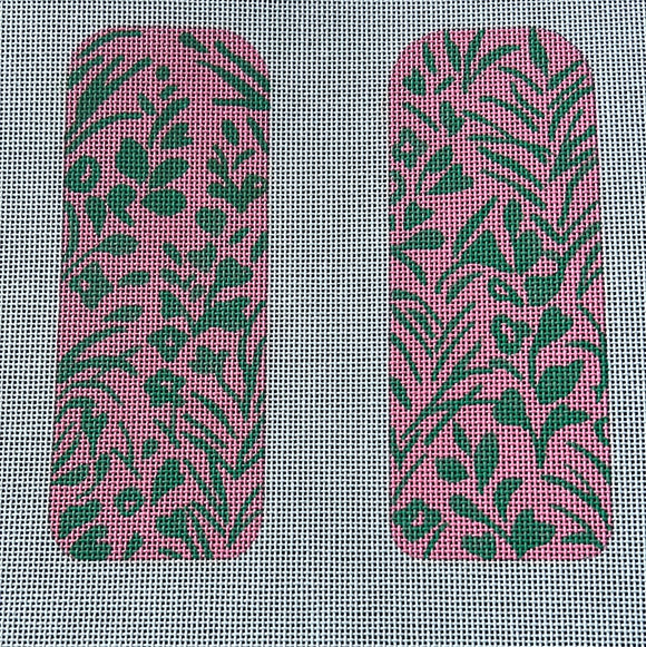 KDTS Apr24 - Glasses Case – Hawaiian Floral – greens on pink (half-size), SKU #EGC-01h