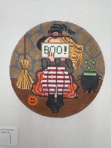 Witch Boo Stitching Girl Ornament