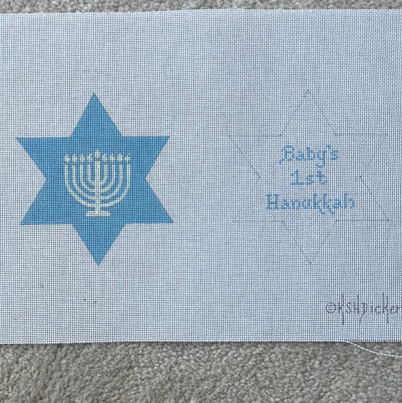KDTS Apr24 - Baby’s 1st Hannukah Star of David – sparkly white & baby blue (2-sided), SKU #JM-04