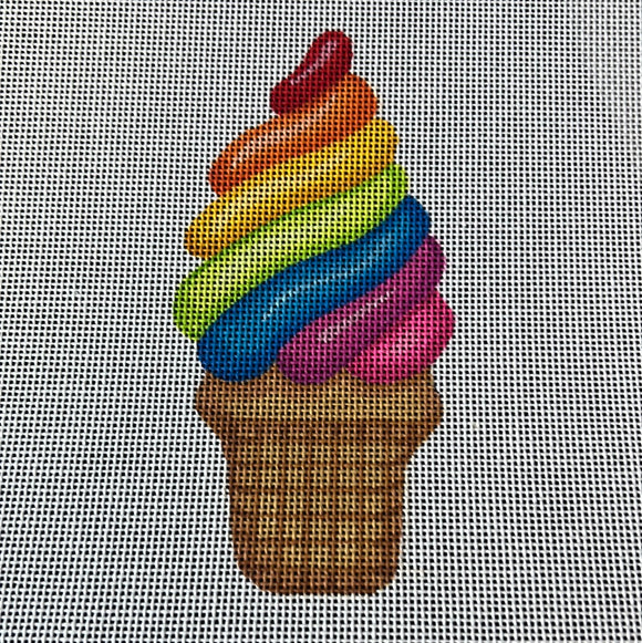 KDTS Apr24 - Mini Sweet Treat – Rainbow Soft Serve Ice Cream in a Cake Cone, SKU #OM-291