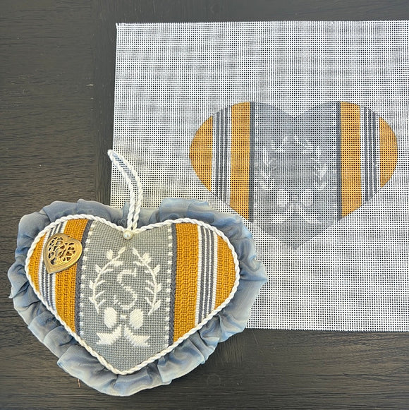 BR 105-E French Ticking Heart, Fancy Hearts w/stitch guide