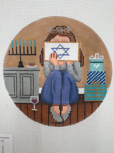 Hanukkah Stitching Girl Ornament