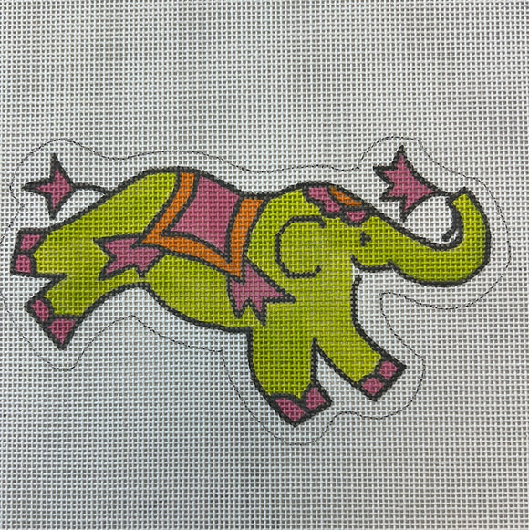 KDTS Apr24 - Jilly Walsh Ornament/Mini – Elephant – Solid Lime w/ Pink & Orange , SKU #JW-OM-07