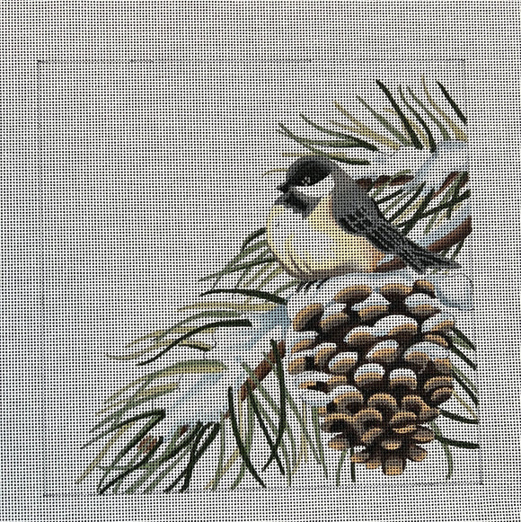 LGDSP410 - Chickadee on Winter Pinecone