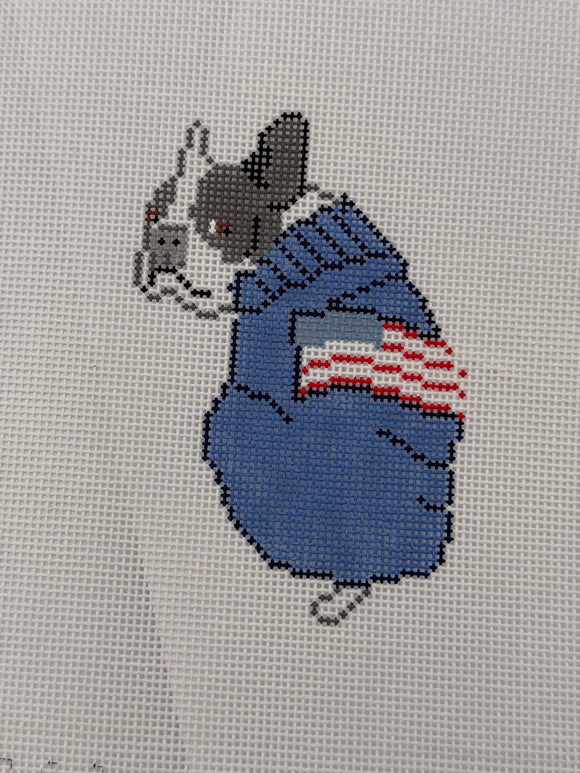 Frenchie with Sweater Needlepoint Canvas