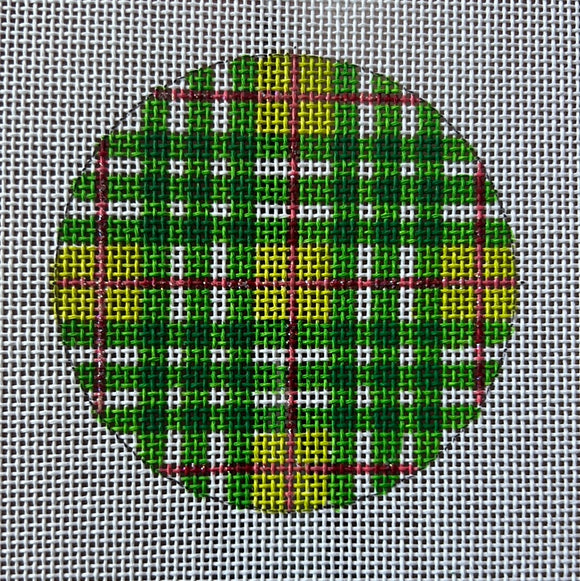 KDTS Apr24 - Bright Disk Letter – Christmas Plaid – Green & Lime Plaid w/ Red Lines , SKU #XM-151