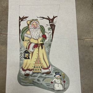 Ivory Santa with Snowman Stocking - APTS Feb24