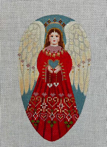 TTOR134R - Angel, Bright Red Christmas Ornament