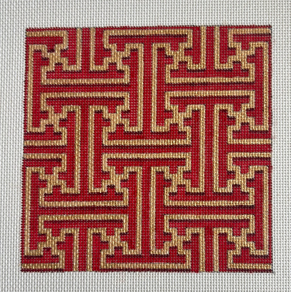 ATis502R - Red & Gold Fretwork SquareAssociated Talents Trunk Show May24