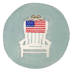 Adirondack Chair with Small Heart on Light Blue Needlepoint Canvas – 4" x 4", 18 Mesh