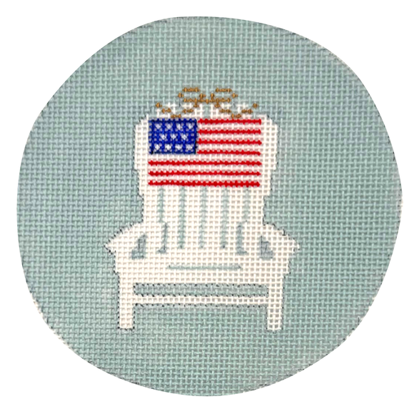 Adirondack Chair with Small Heart on Light Blue Needlepoint Canvas – 4