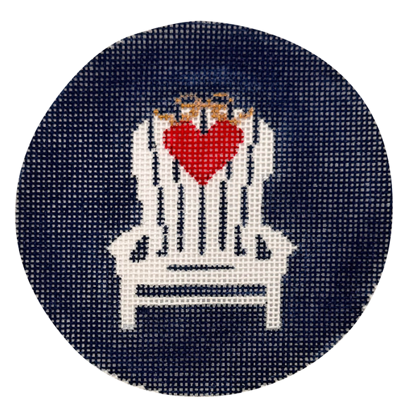 Adirondack Chair with Small Heart on Navy Needlepoint Canvas – 4