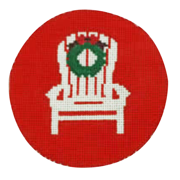 Adirondack Chair with Wreath on Red EEK Needlepoint Canvas – 4