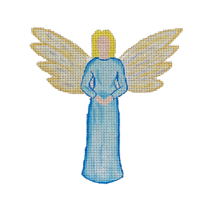 Angel - Blue Needlepoint Canvas - 18 Mesh, 5" x 5.25"