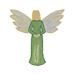 Angel - Green Needlepoint Canvas - 18 Mesh, 5" x 5.25"