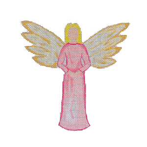 Angel - Pink Needlepoint Canvas - 18 Mesh, 5" x 5.25"